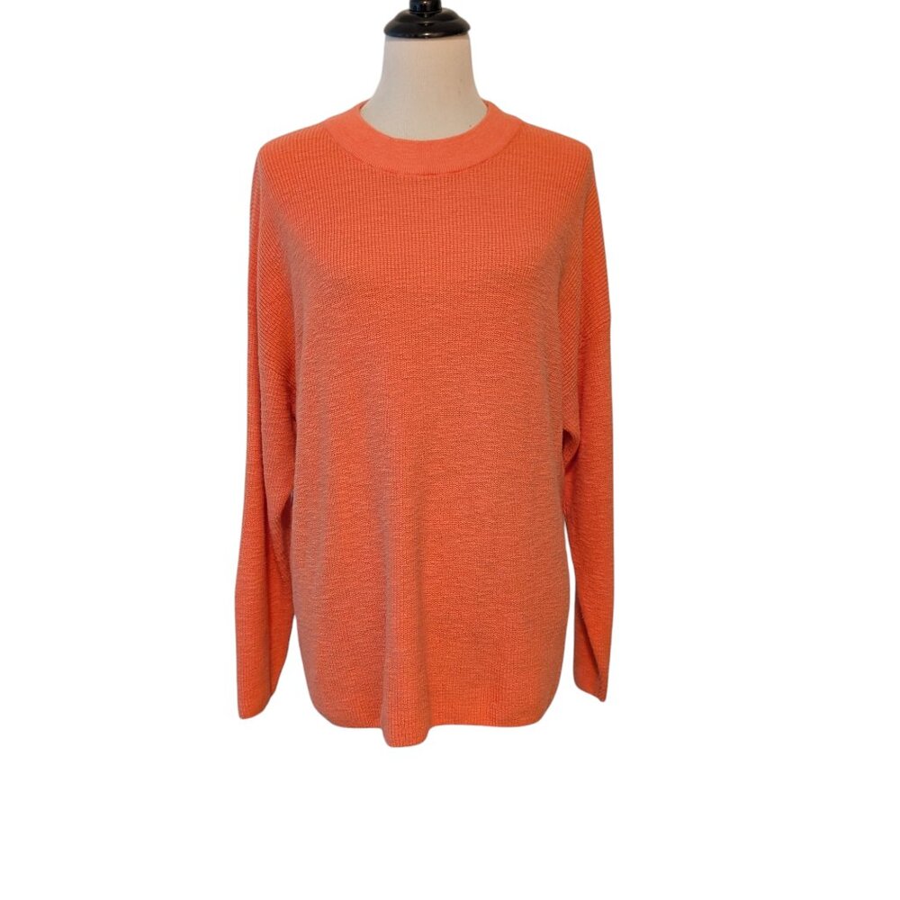 FP Beach Free People Womens Size S Orange Malibu Pullover Ribbed Surf Sweater